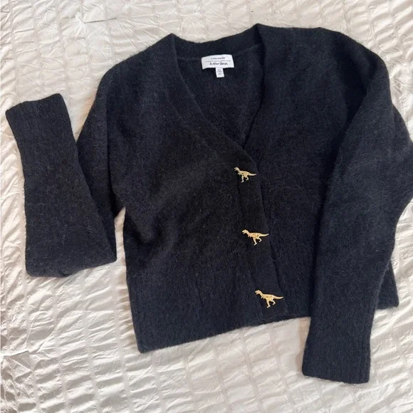 & Other Stories Black Cardigan with Gold Dinosaur Buttons - Picture 10 of 10